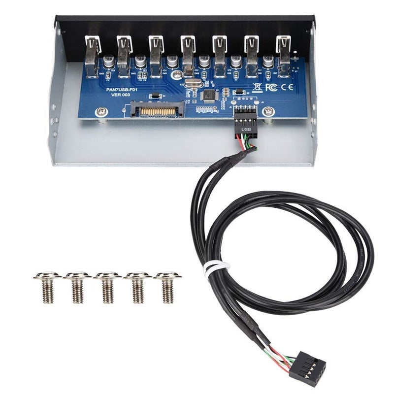 fosa USB 2.0 HUB 5.25 Inch Internal Front Metal Panel 5.25 Inch 7 Port USB Hub Drive Panel 9PIN to 6 Port USB2.0 Panel Fit for 5.25 Inch Computer Case Scanner Typewriter - Image 5